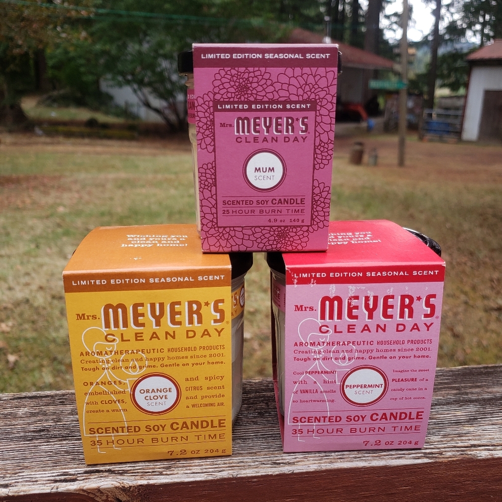 (3) Mrs. Meyer's Limited Edition Seasonal Scent(s) Scented Soy Candles